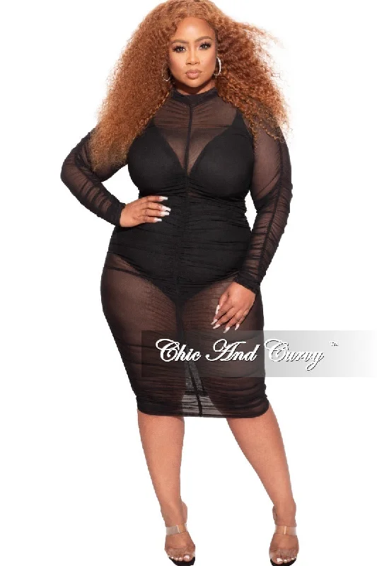 Final Sale Plus Size BodyCon Dress/Coverup with Ruched Sides in  Black