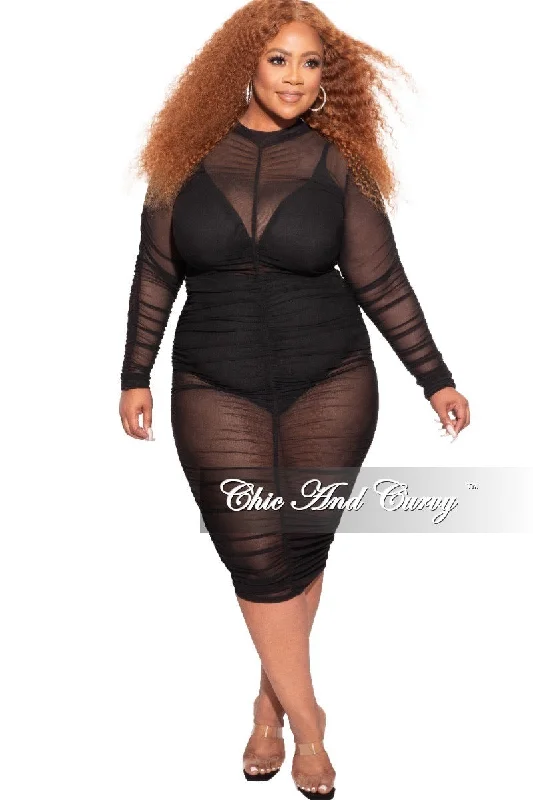 Final Sale Plus Size BodyCon Dress/Coverup with Ruched Sides in  Black