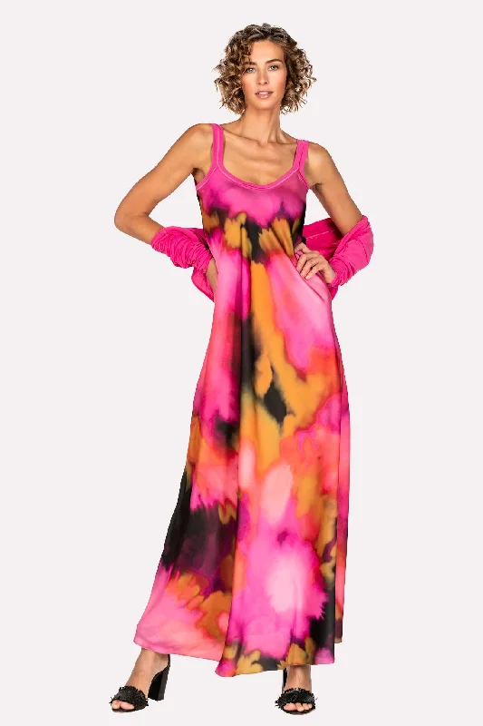 Floral Long Dress - Magenta