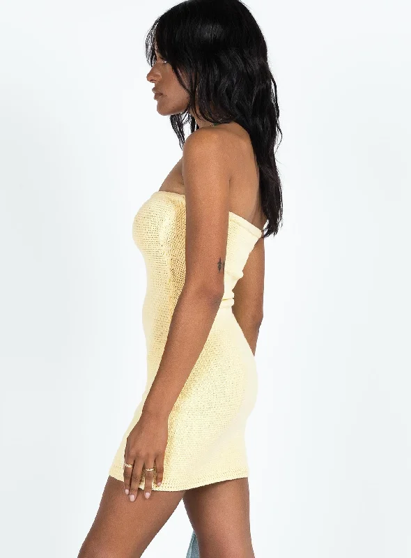 Flow Strapless Mini Dress Yellow