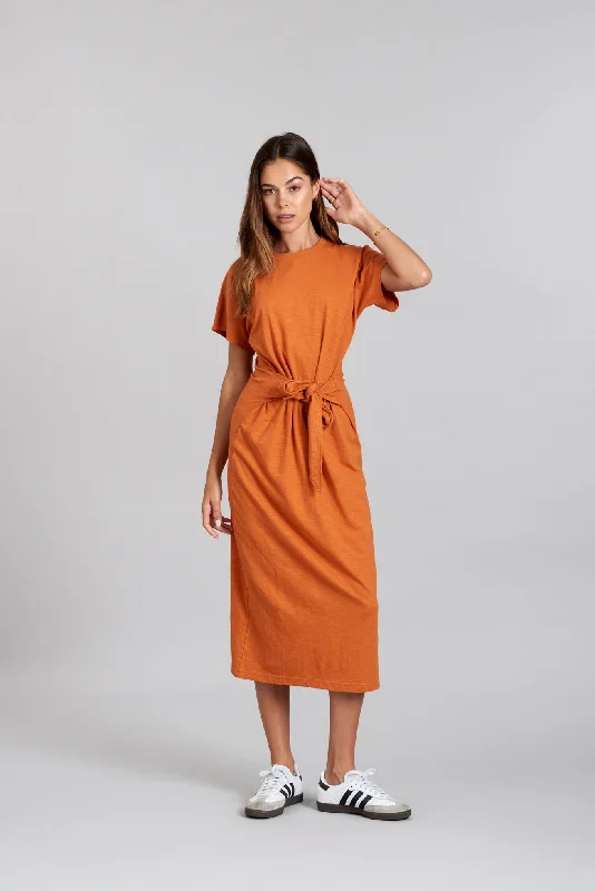 FONDA - Organic Cotton Burnt Orange Dress