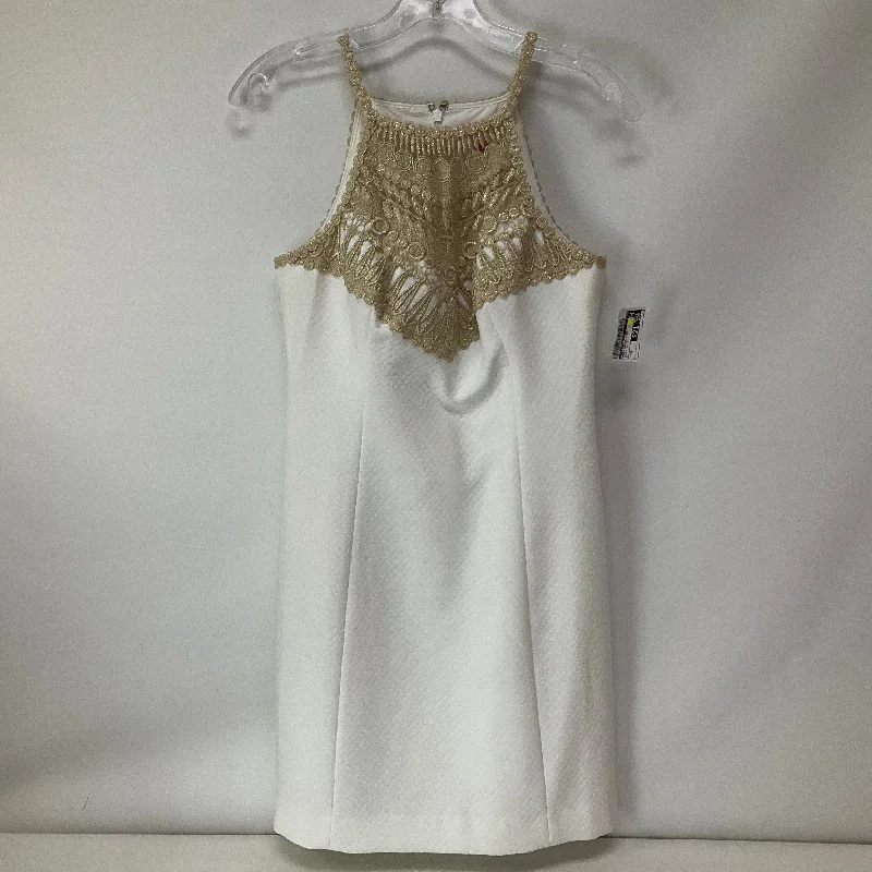 Gold & White Dress Casual Short Lilly Pulitzer, Size 2