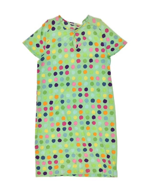 KEN SCOTT Womens Short Sleeves T-Shirt Dress IT 46 Large Green Spotted