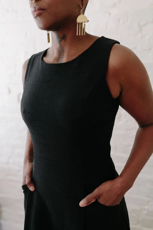 Lori Dress in Black Linen