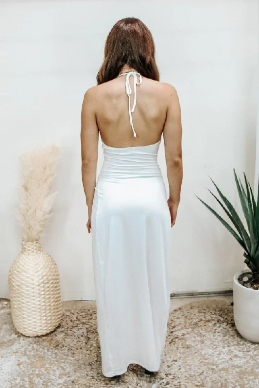 Mayan Halter Dress- White