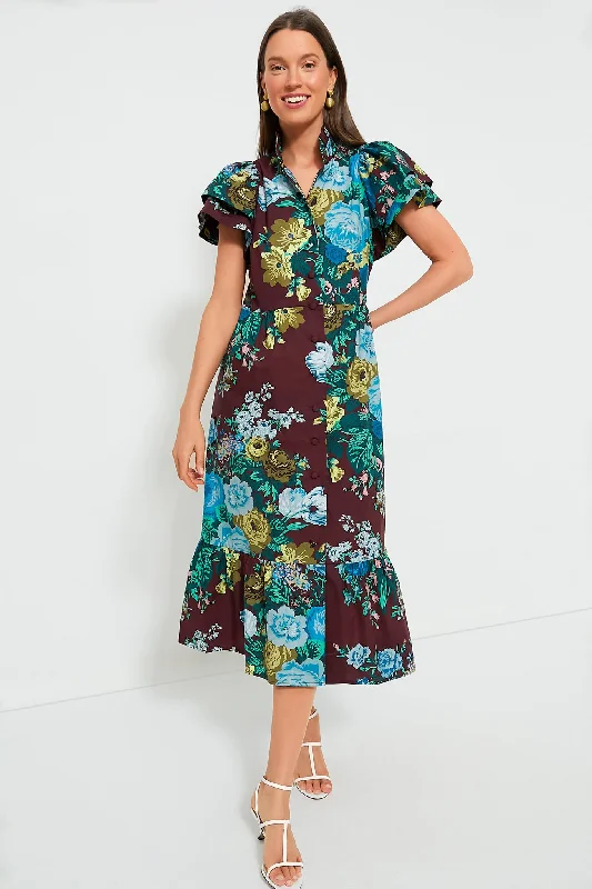 Merlot Verdant Floral Alice Dress