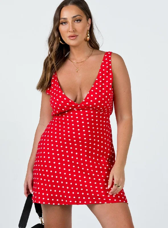 Nellie Mini Dress Red Polka Dot