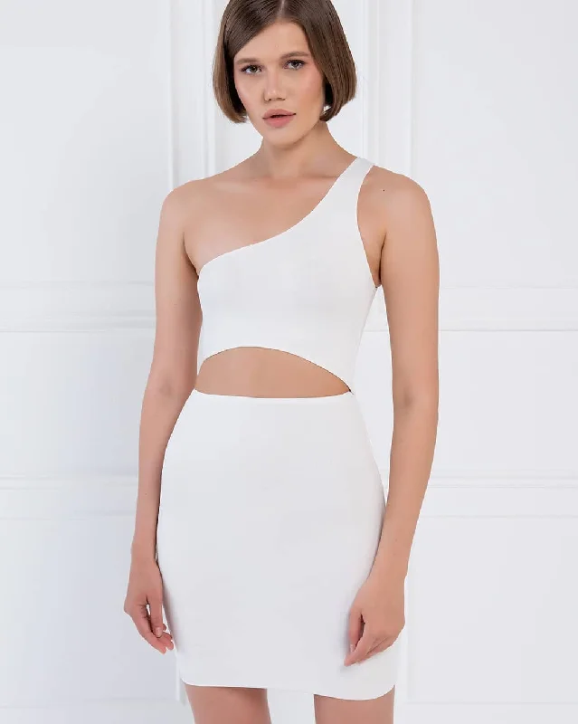 OFF-WHITE DETAILED SINGLE-SHOULDER DRESS REF:57222