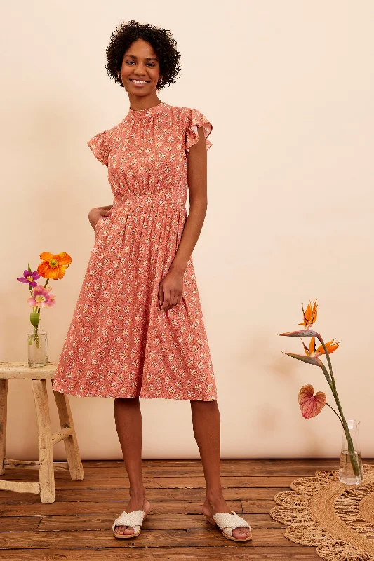 Pauline Paprika Ditsy Floral Dress