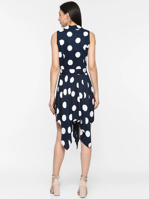 Porsorte Women Polka Dot Viscose A-line High Low  Dress