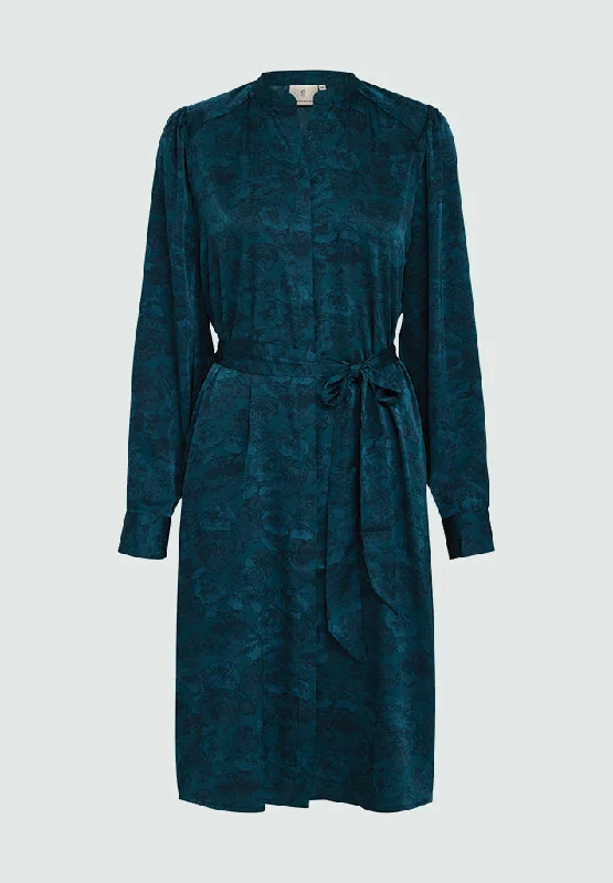 PCRaya Midi Shirt Dress - Ocean Depth Print