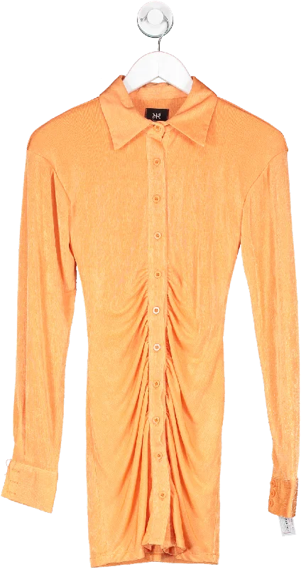 Ruched & Ready Orange Ruched Shirt Dress UK S