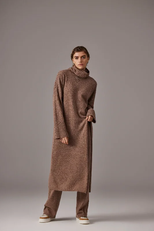 CASHMERE ROLLNECK CAFTAN ""SIMA"" IN TAUPE