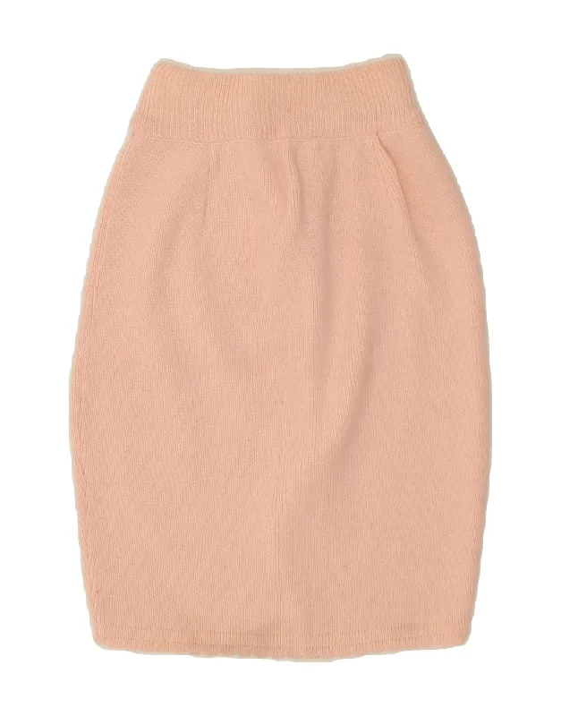 VINTAGE Womens Pencil Skirt W24 XS Pink Wool