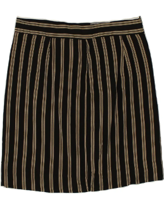 VINTAGE Womens Straight Skirt IT 48 XL W36  Black Striped