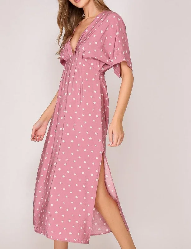 Women's Polka dot vacation maxi dress - TIMMD1924RR73