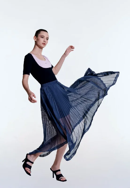 Poised Asymmetric Pleated Skirt