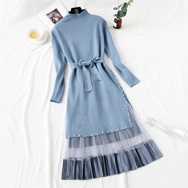 Age reduction suit two piece Pullover temperament knitted dress knee length skirt children  2172