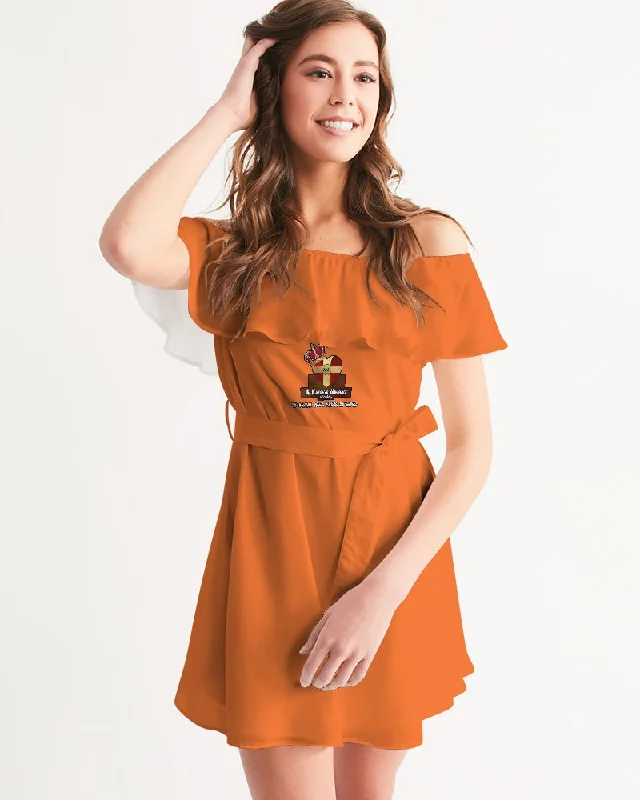 AKH Orange Women's Off-Shoulder Dress