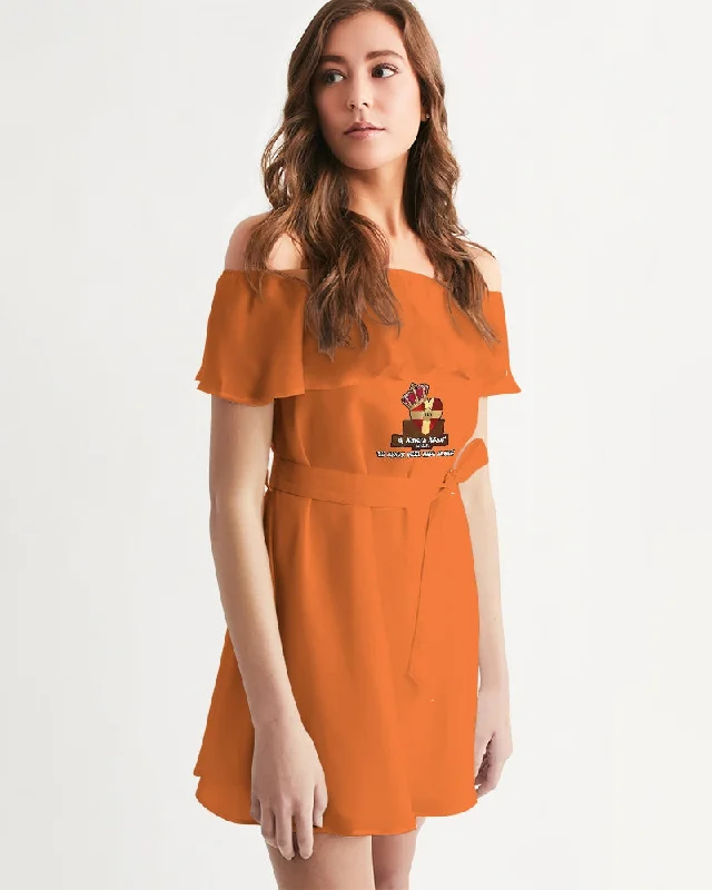 AKH Orange Women's Off-Shoulder Dress