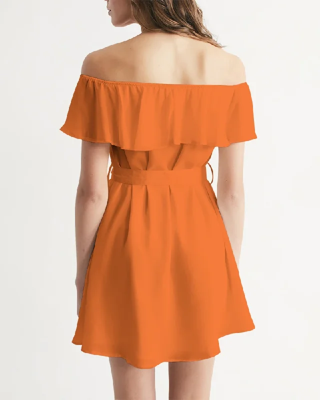 AKH Orange Women's Off-Shoulder Dress