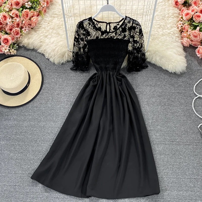 Black A line short dress fashion dress  633