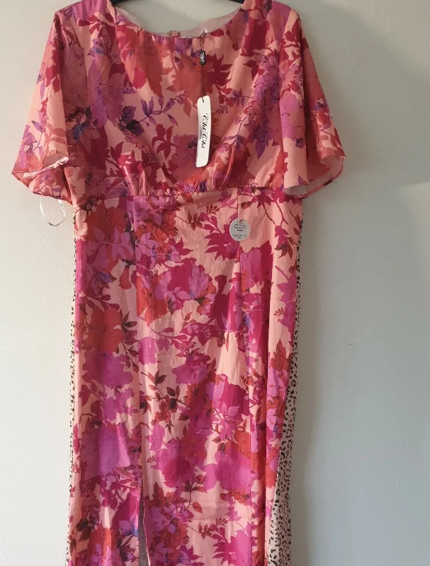 Chi Chi London Floral And Animal Print Midi Day Dress Size 12 **** V218