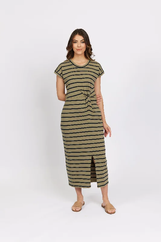 Parker Dress -Khaki Stripe