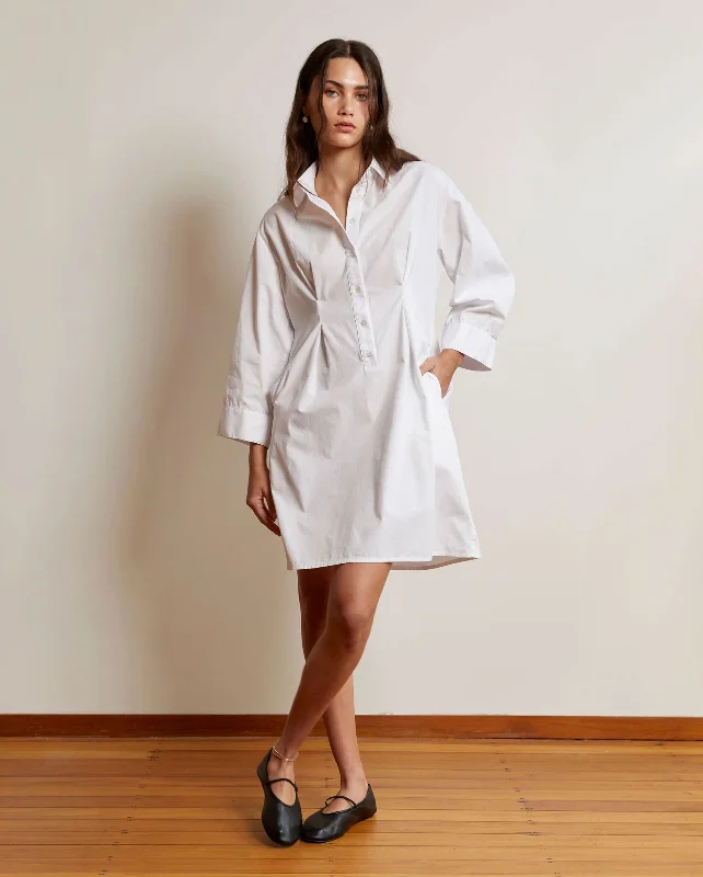 PULLOVER SHIRT DRESS / WHITE