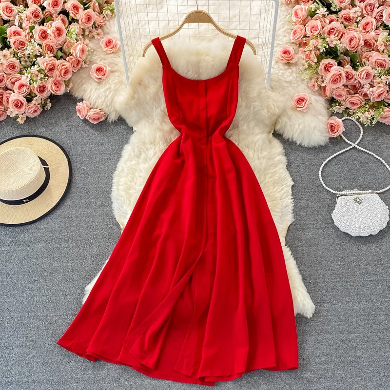 Red chiffon short A line dress fashion dress  452