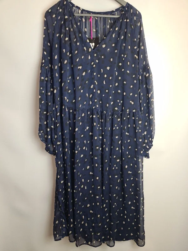 Womens Navy Blue Animal Spot Skater Mesh Dress Size 12 **** V479