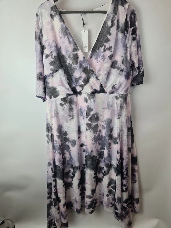 YOURS LONDON Curve Pink Marble Print Wrap Dress Size 22 **** V184