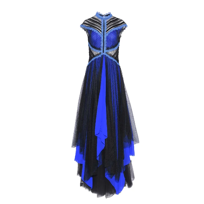 Supria Munjal Blue and Black Long Tulle Dress