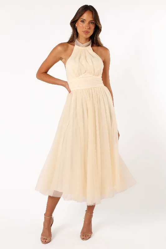 Aletta Halterneck Midi Dress - Cream