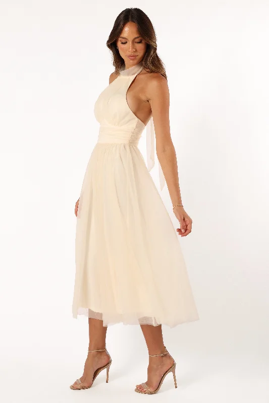 Aletta Halterneck Midi Dress - Cream