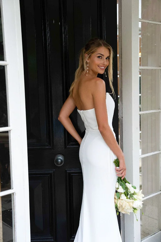 ALEXIA Strapless Satin Gown - Ivory