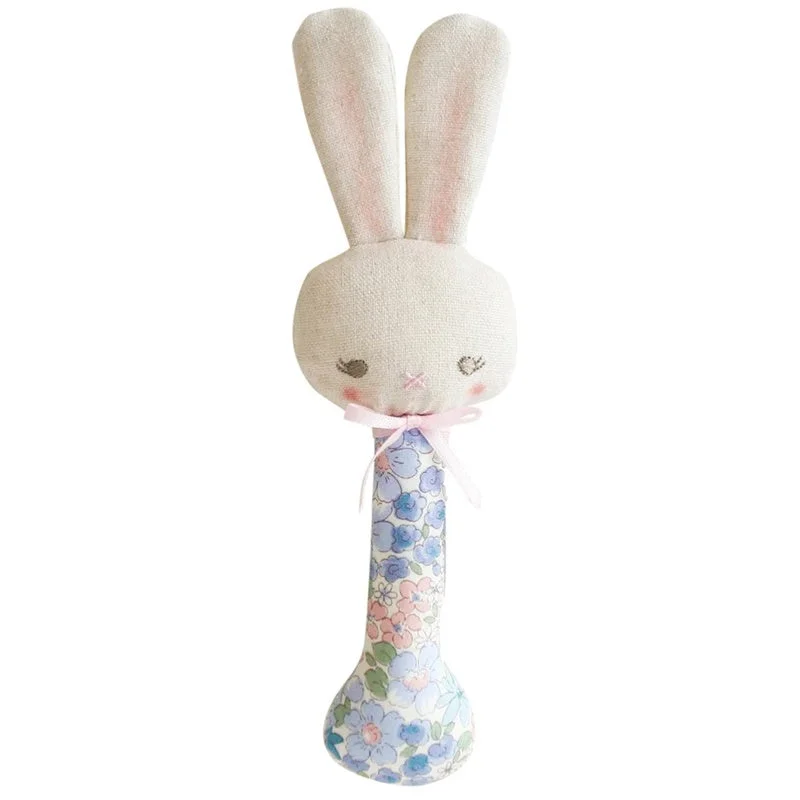 Alimrose - Baby Bunny Stick Rattle - Liberty Blue