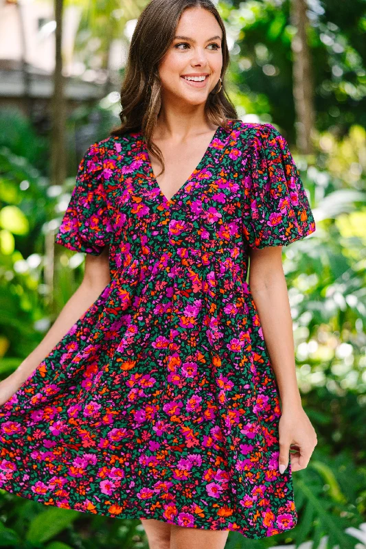 Be Yourself Black Floral Babydoll Dress