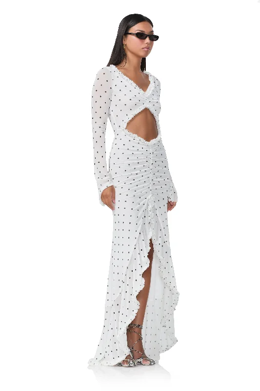 Cat Micro Ruffle Maxi - Blanc Micro Dot