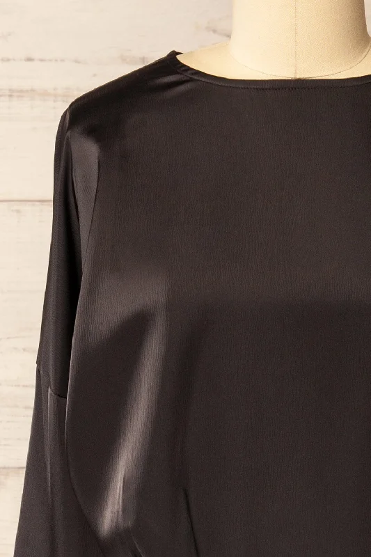 Combault Black | Silky Long Sleeved Dress