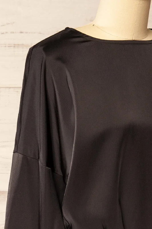 Combault Black | Silky Long Sleeved Dress