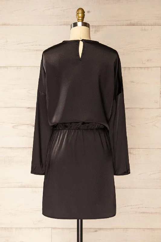 Combault Black | Silky Long Sleeved Dress