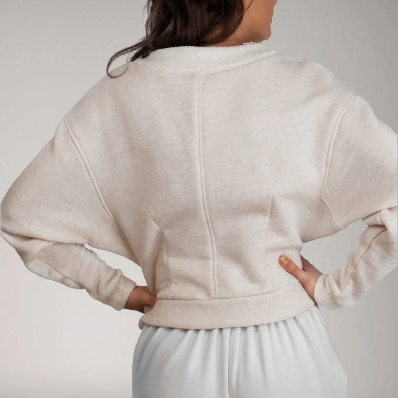 Dolman Sleeve Thick French Terry Sweater | Alabaster