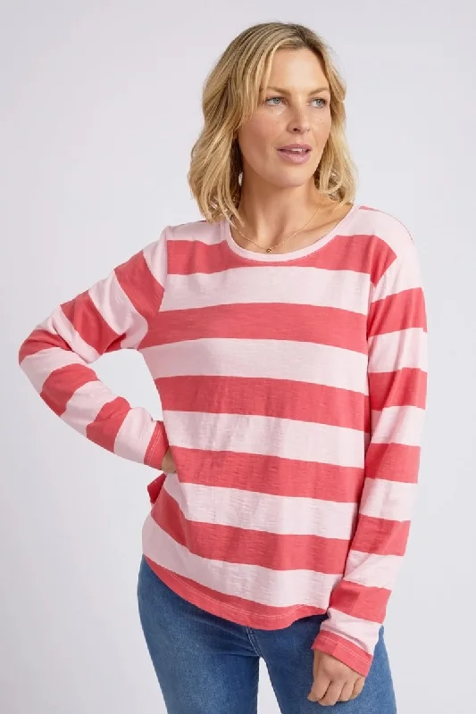 Elm - Spritz Stripe L/S Tee -Coral Spritz Stripe