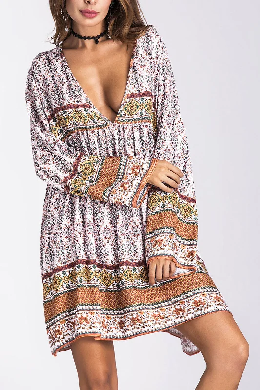 Floral Print Short Boho Dress