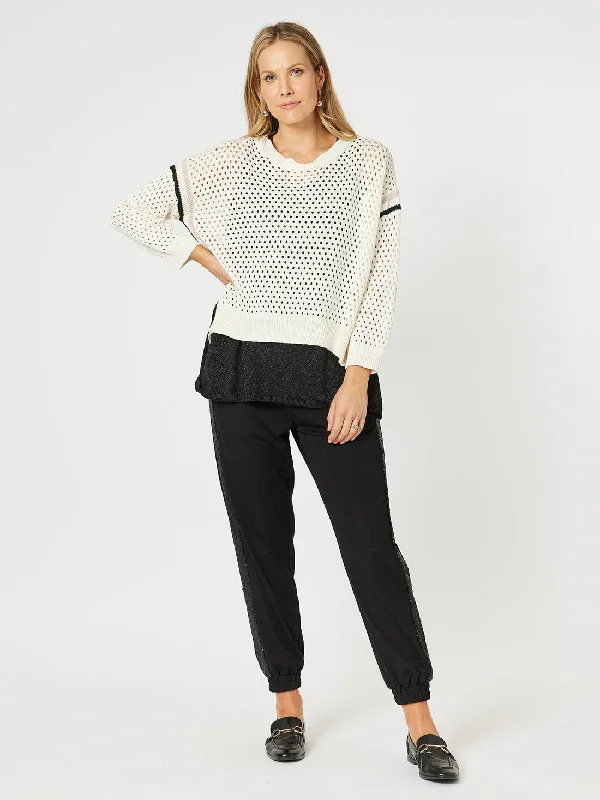 HAMMOCK AND VINE Ally Stripe Trim Jumper Ivory