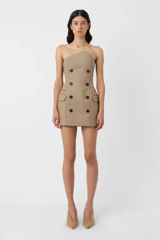 Hire CAMILLA AND MARC Asteria Strapless Mini Dress in Tan Brown