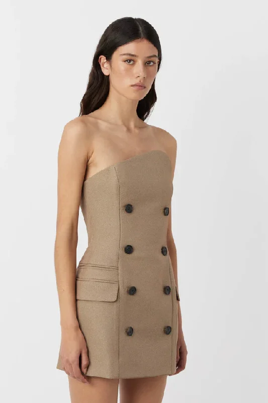 Hire CAMILLA AND MARC Asteria Strapless Mini Dress in Tan Brown