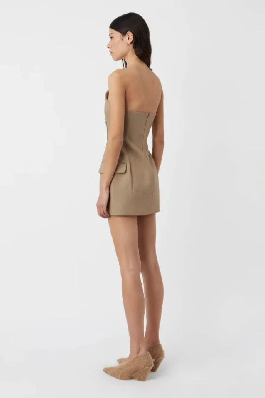 Hire CAMILLA AND MARC Asteria Strapless Mini Dress in Tan Brown