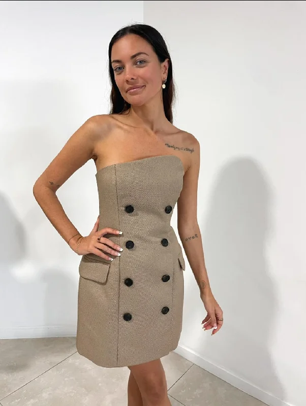 Hire CAMILLA AND MARC Asteria Strapless Mini Dress in Tan Brown